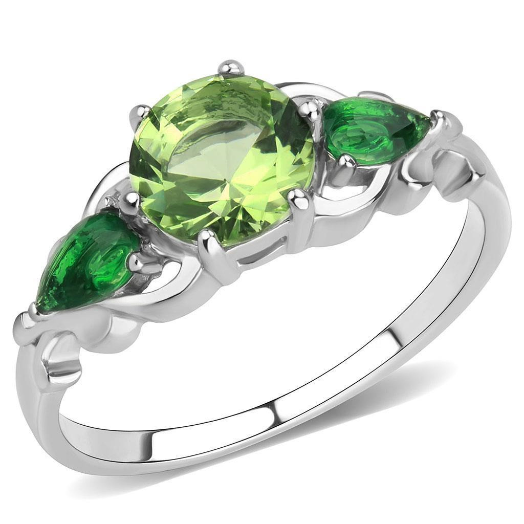 Šperky4U Ocelový prsten se zelenými kameny, vel. 55 - velikost 55 - AL-0103-55