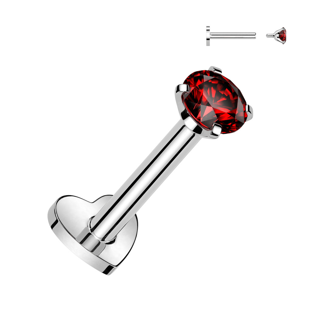Šperky4U Piercing do brady TITAN, červený kámen - TIT1313R-1208