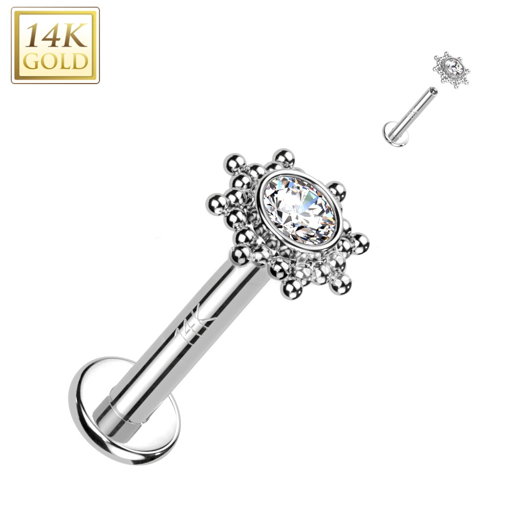 Šperky4U Zlatý piercing do brady - labreta 1,2 x 8 mm, Au 585/1000 - ZL01267-1208