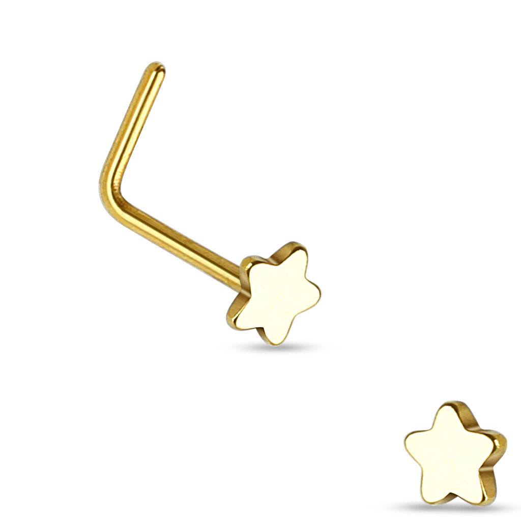 Šperky4U Zlacený piercing do nosu - hvězda - N01155-GD