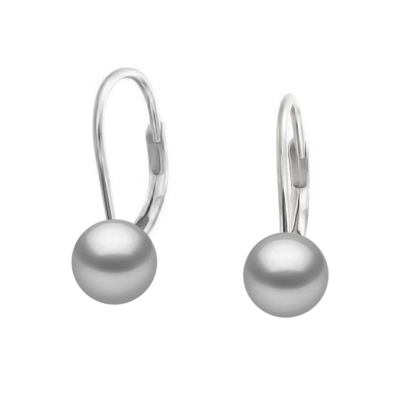 NUBIS® Stříbrné náušnice - šedé perly 6 mm - NBP1021-06