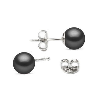 NUBIS® Stříbrné náušnice - černé perly 6 mm - NBP1027-06