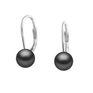 NUBIS® Stříbrné náušnice - černé perly 6 mm - NBP1020-06
