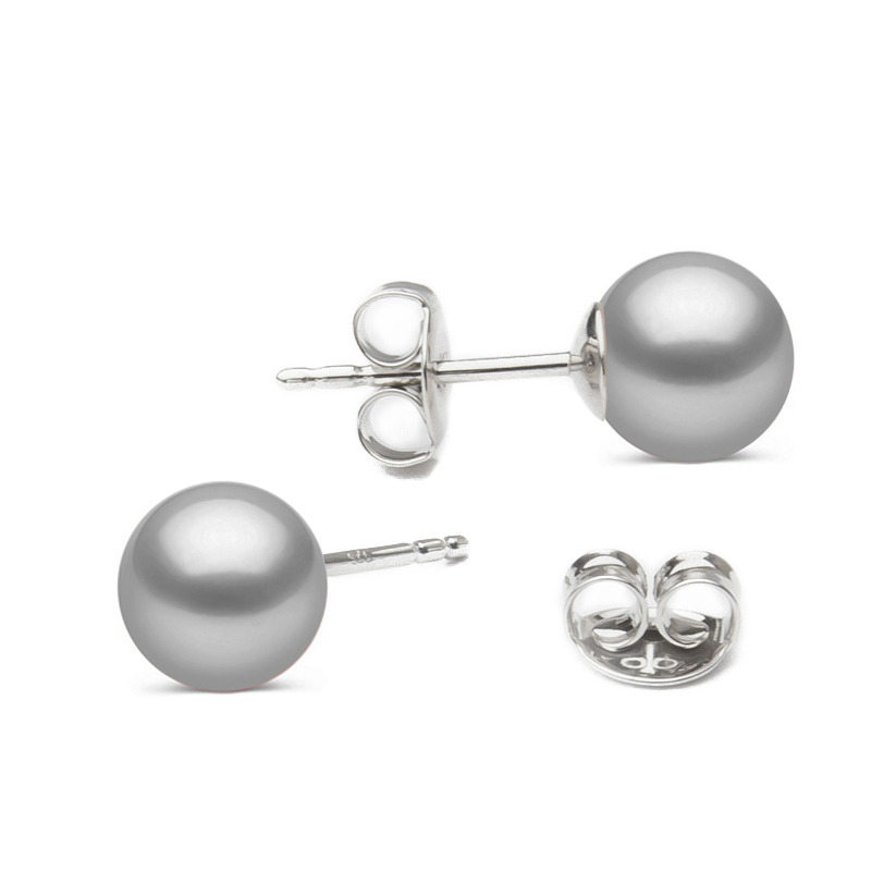 NUBIS® Stříbrné náušnice - šedé perly 6 mm - NBP1028-06