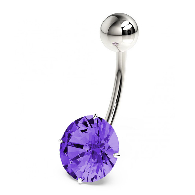 Šperky4U Stříbrný piercing do pupíku, zirkon 10 mm - BP01017-A