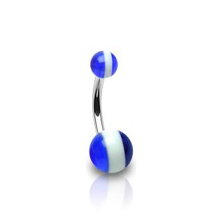 Šperky4U Piercing do pupíku, barva modrá/bílá/modrá - BA01070-BWB