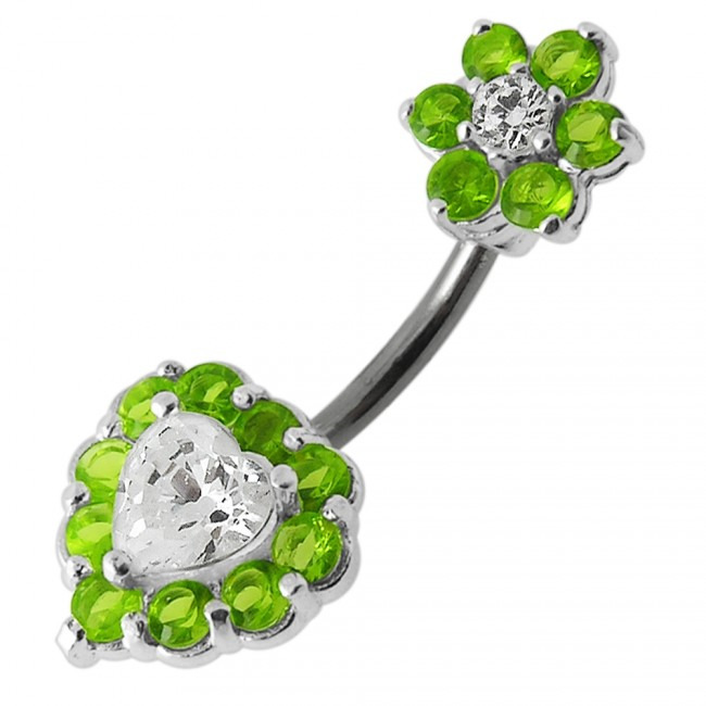 Šperky4U Piercing do pupíku, světle zelené zirkony - BP01105-G