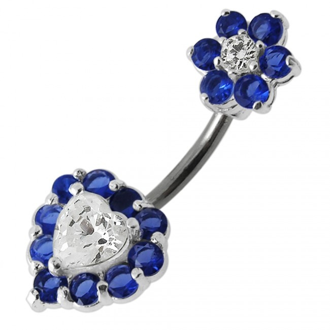 Šperky4U Piercing do pupíku, tmavě modré zirkony - BP01105-B