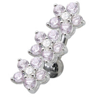 Šperky4U Piercing do pupíku se štítem - kytičky, světle fialové zirkony - BP01171-TZ