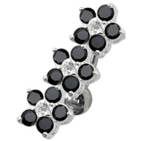 Šperky4U Piercing do pupíku se štítem - kytičky, černé zirkony - BP01171-K