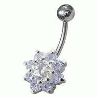Šperky4U Piercing do pupíku - kytička, světle fialové zirkony - BP01257-TZ