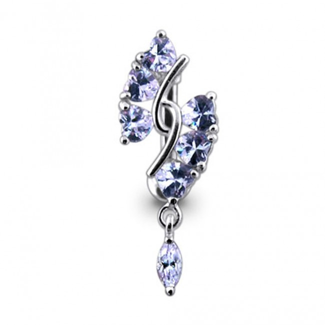 Šperky4U Stříbrný piercing do pupíku, světle fialové zirkony - BP01280-TZ