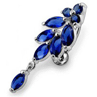Šperky4U Stříbrný piercing do pupíku, tmavě modré zirkony - BP01269-B