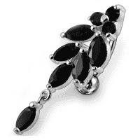 Šperky4U Stříbrný piercing do pupíku, černé zirkony - BP01269-K