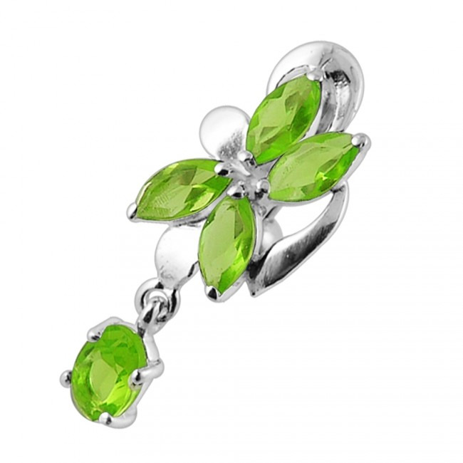 Šperky4U Stříbrný piercing do pupíku, světle zelené zirkony - BP01281-G