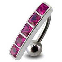 Šperky4U Stříbrný piercing do pupíku, tmavě růžové zirkony - BP01162-F
