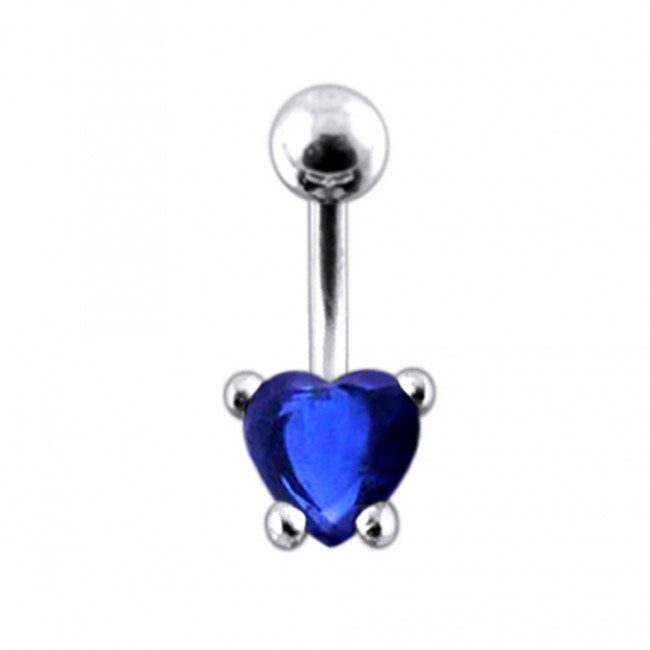 Šperky4U Stříbrný piercing do pupíku, tmavě modrý zirkon - BP01205-B