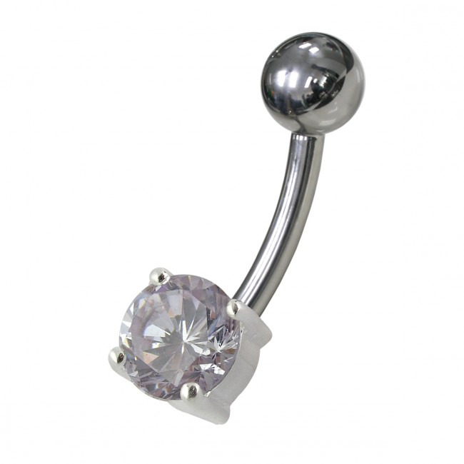 Šperky4U Stříbrný piercing do pupíku, kulatý světle fialový zirkon - BP01146-TZ