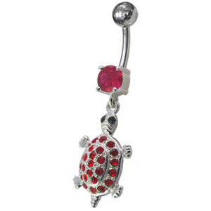 Šperky4U Stříbrný piercing do pupíku, tmavě růžové zirkony - BP01247-F