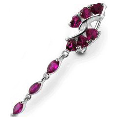 Šperky4U Stříbrný piercing do pupíku, tmavě růžové zirkony - BP01251-F