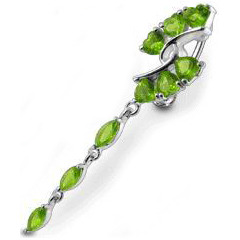 Šperky4U Stříbrný piercing do pupíku, světle zelené zirkony - BP01251-G