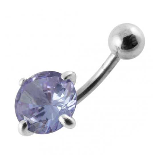 Šperky4U Stříbrný piercing do pupíku, světle fialový zirkon - BP01017-TZ