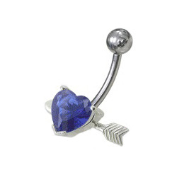 Šperky4U Stříbrný piercing do pupíku, tmavě modrý zirkon - BP01020-B