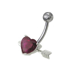Šperky4U Stříbrný piercing do pupíku, tmavě růžový zirkon - BP01020-F