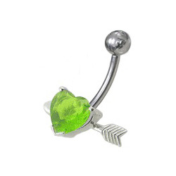Šperky4U Stříbrný piercing do pupíku, světle zelený zirkon - BP01020-G