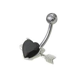 Šperky4U Stříbrný piercing do pupíku, černý zirkon - BP01020-K