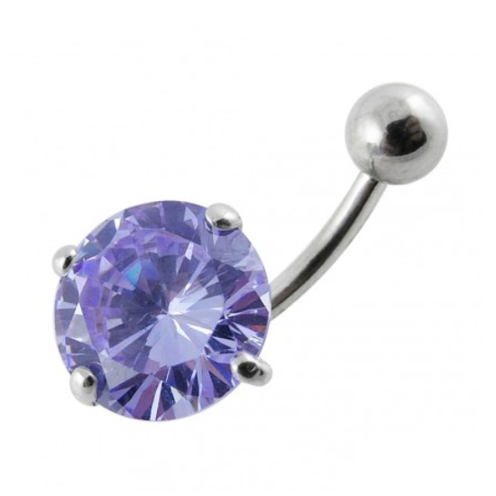 Šperky4U Stříbrný piercing do pupíku, světle fialový zirkon 12 mm - BP01001-TZ