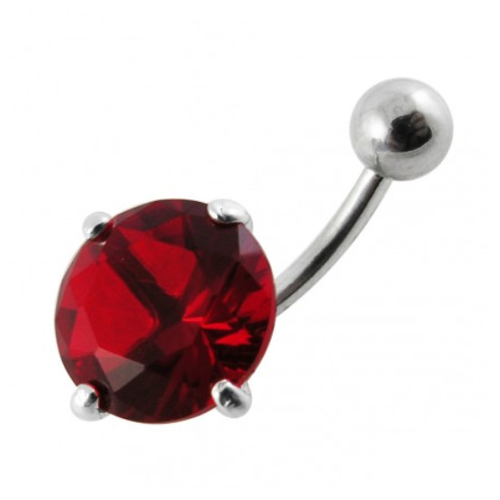 Šperky4U Stříbrný piercing do pupíku, tmavě růžový zirkon 12 mm - BP01001-F