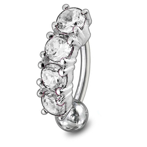 Šperky4U Stříbrný piercing do pupíku - obrácený - BP01181-C