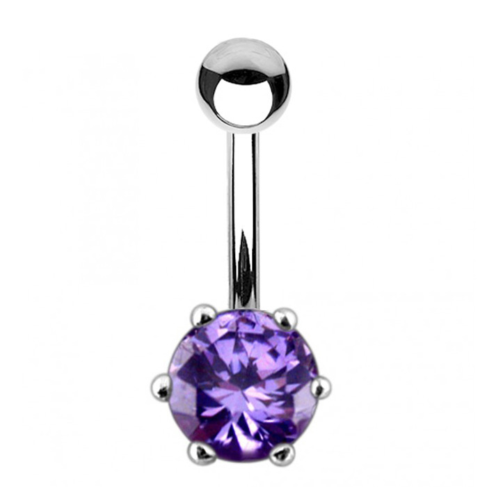 Šperky4U Stříbrný piercing do pupíku se zirkonem - BP01025-A