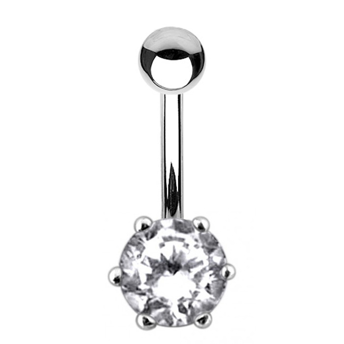 Šperky4U Stříbrný piercing do pupíku se zirkonem - BP01025-C