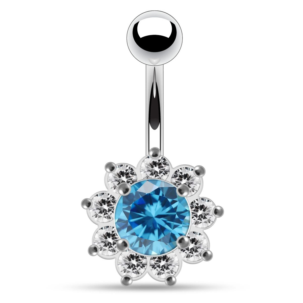Šperky4U Stříbrný piercing do pupíku - kytička - BP01169-Q