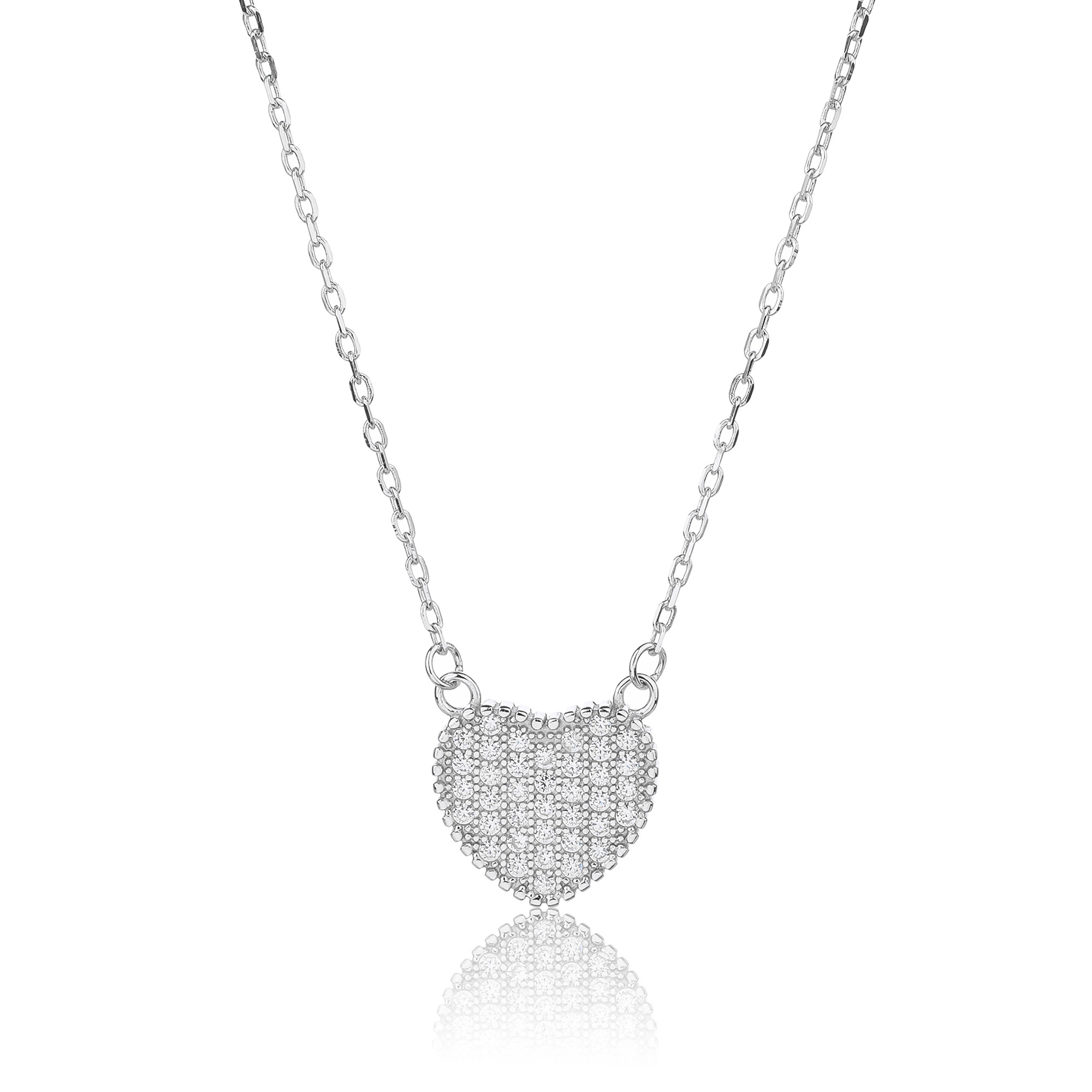 NUBIS® Střibrný náhrdelník srdíčko se zirkony - NB-2390
