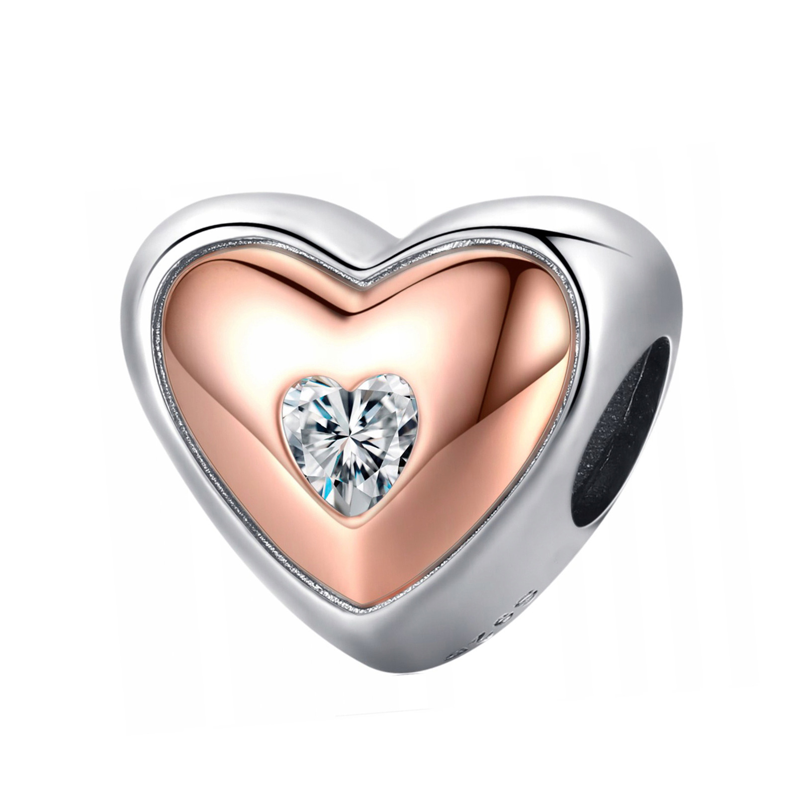 NUBIS® Stříbrný přívěšek korálek srdce - NB-8165