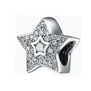 NUBIS® Stříbrný přívěšek korálek na náramek hvězda - NB-8253