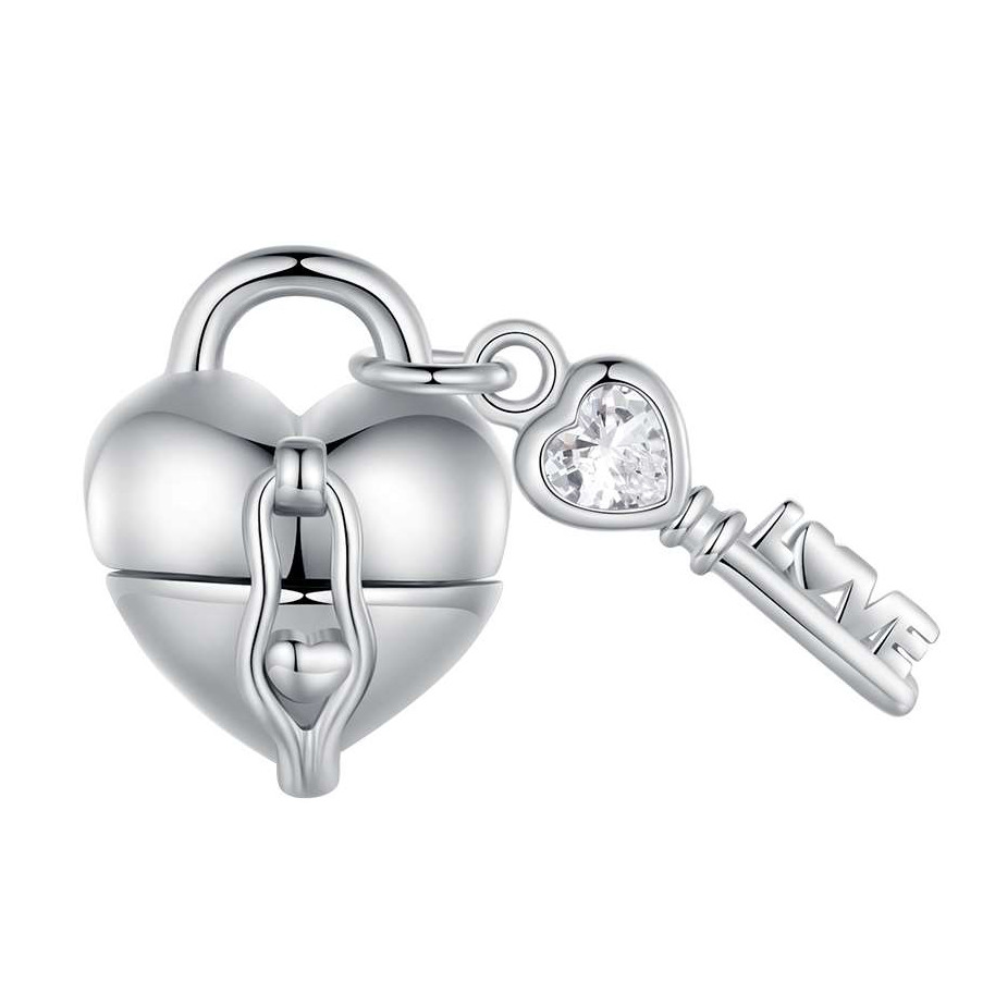 NUBIS® Stříbrný přívěšek korálek zámek a klíč - NB-8280