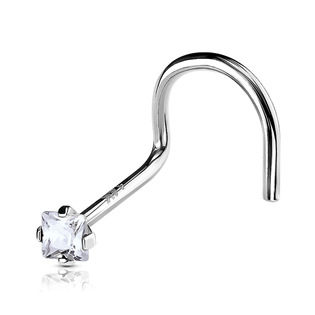 Levně Zlatý piercing do nosu - čtvercový zirkon čirý, Au 585/1000 - ZL01114C-WG