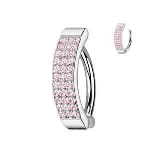 Levně Piercing do pupíku se štítem s růžovými zirkony - WP0081-P