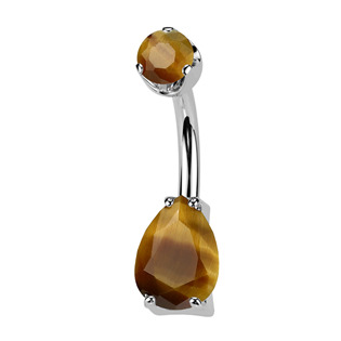 Levně Piercing do pupíku - TITAN, Tygří oko - TIT1554