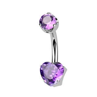 Levně Piercing do pupíku srdíčko - TITAN, Amethyst - TIT1555