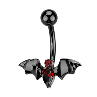 Levně Černý piercing do pupíku netopýr - TITAN - TIT1560-K