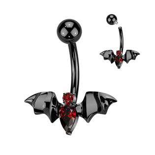 TIT1560-K Černý piercing do pupíku netopýr - TITAN