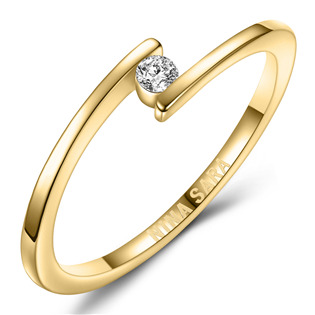 NINA SARA® Zlatý zásnubní prsten s diamantem - velikost 53 - NS616D-YG-53