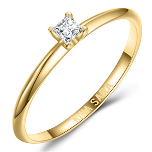 Levně NINA SARA® Zlatý zásnubní prsten s diamantem - velikost 53 - NS613D-YG-53