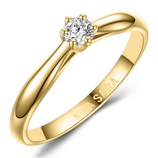 NINA SARA® Zlatý zásnubní prsten s diamantem - velikost 55 - NS605D-YG-55