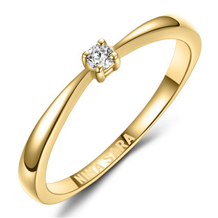 Levně NINA SARA® Zlatý zásnubní prsten s diamantem - velikost 46 - NS608D-YG-46